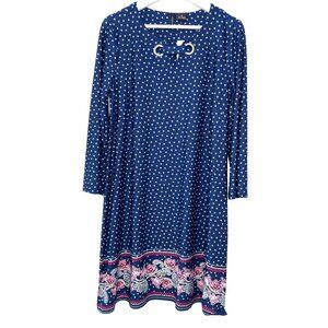 New Directions Blue Floral Shift Dress Womens Medium NWT